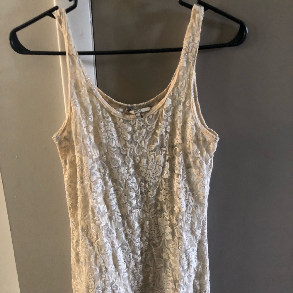 BKE Glitter and Lace Tank Top